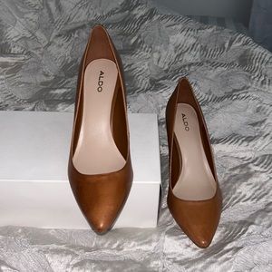 Leather brown also heels